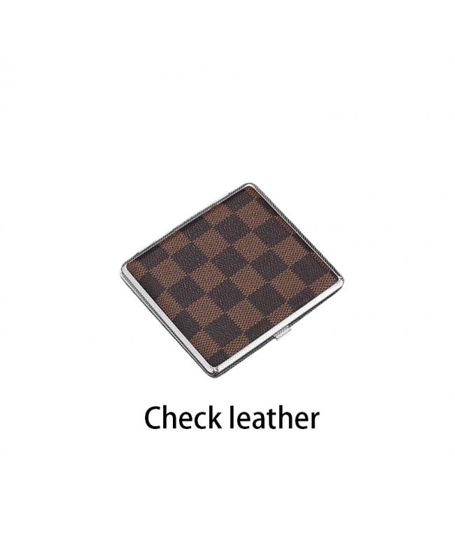 Leather Flip Cigarette Case Check Leather