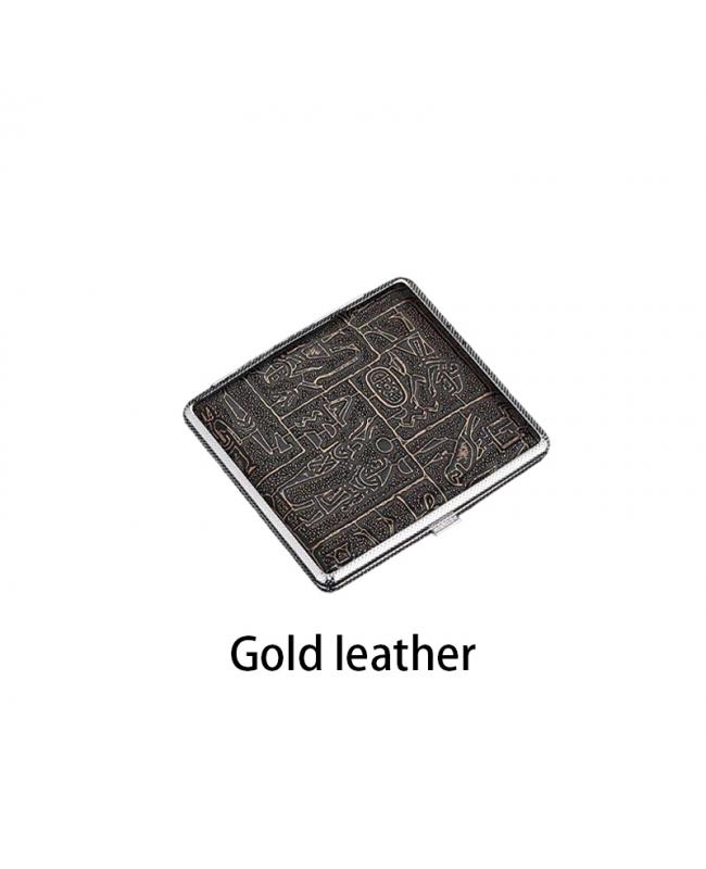 Leather Flip Cigarette Case Gold Leather