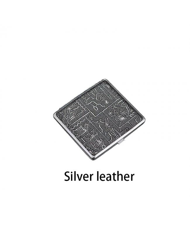 Leather Flip Cigarette Case Silver Leather