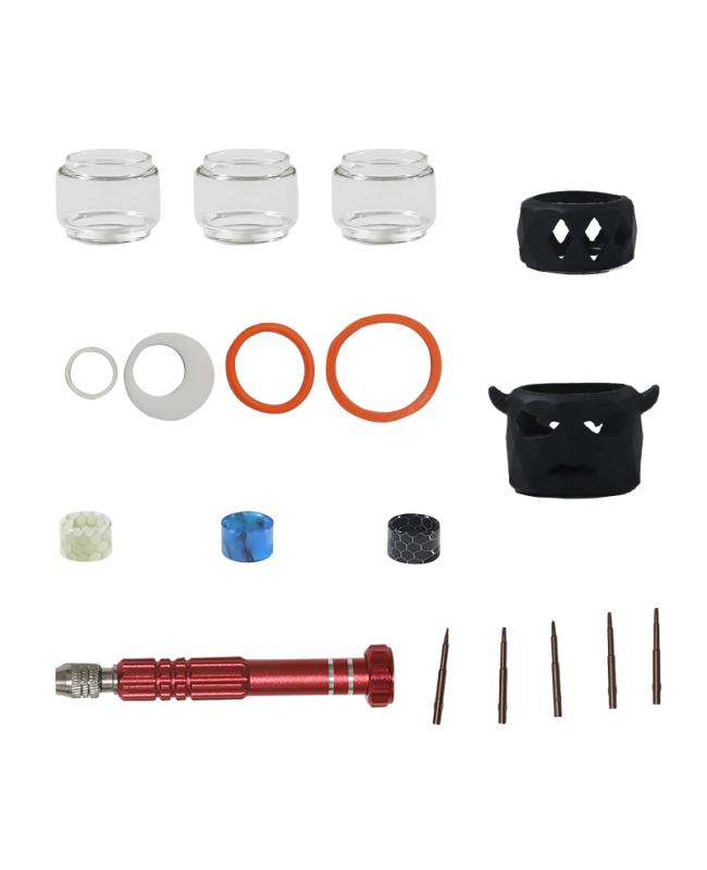 TFV18 Series Set-Glass Tubes/ Drip Tips/ O-Rings/ Bubble Glass Protective Silicone Case/ 5 in 1 Screwdriver by Brands drip tip