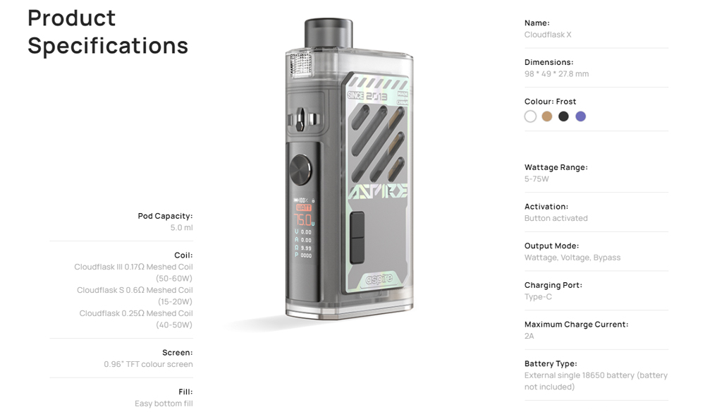 Aspire Cloudflask X Pod System Kit