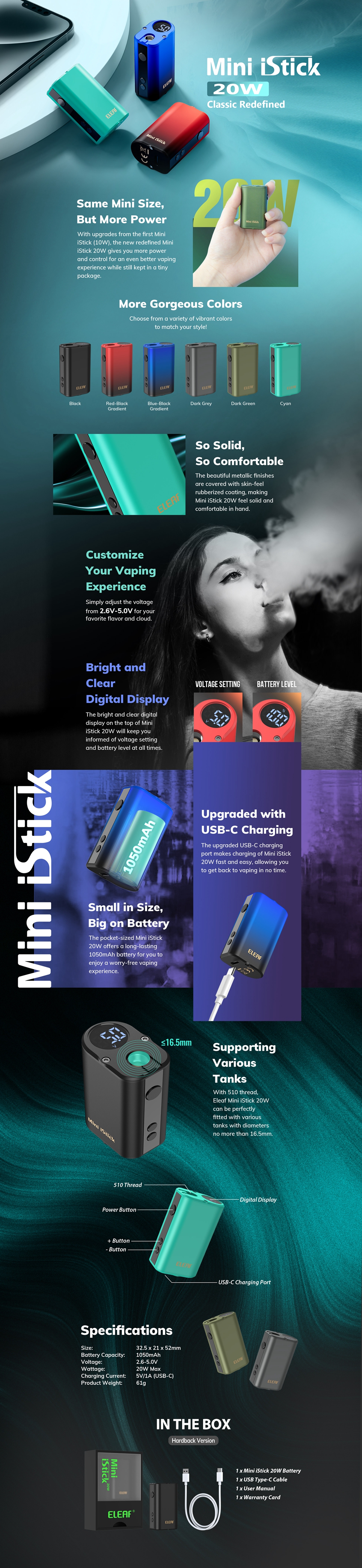 Eleaf-Mini-iStick-20W-Battery-1050mAh