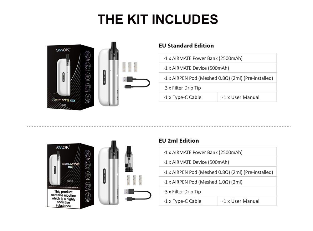 elfbar nachfüll pod läuft aus SMOK Airmate Kit with PCC Box 2500mAh + 500mAh 2ml (with