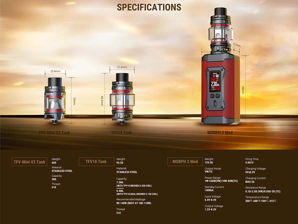 SMOK Morph 2 e-Zigarette mit TFV18 Verdampfer - Lofertis e-Zigaretten Shop