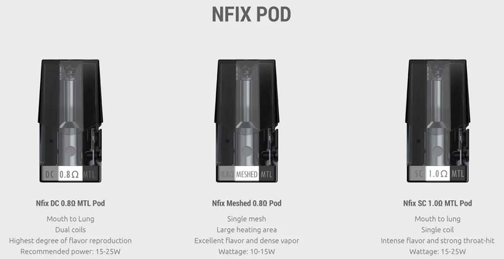 Smok Nfix Pod Options