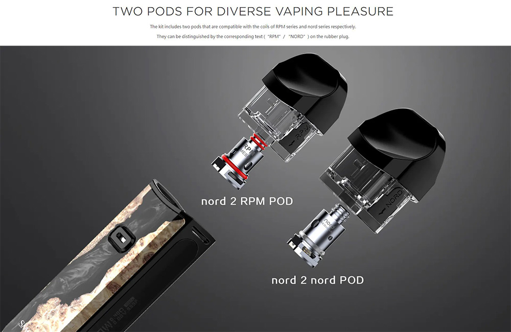 smok nord 2 kit comes with 2 types of pods