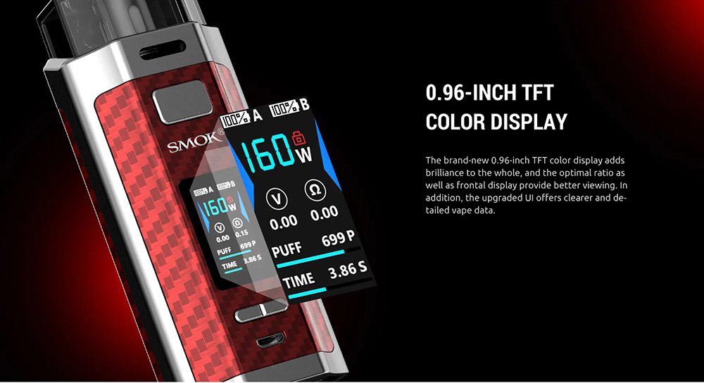 0.96 inch TFT Colorful Screen Display Will Show You The Vaping Data Clearly