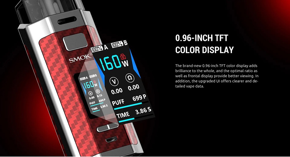 Smoktech RPM160 Adopts 0.96 inch Colorful TFT Display