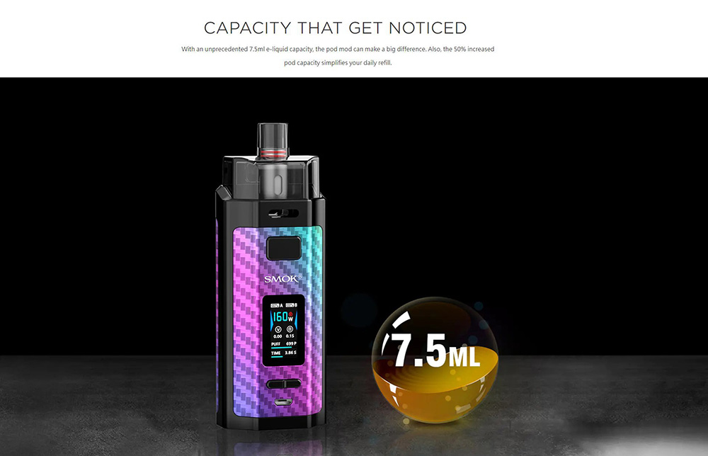 RPM160 With 7.5ml e-juice capacity