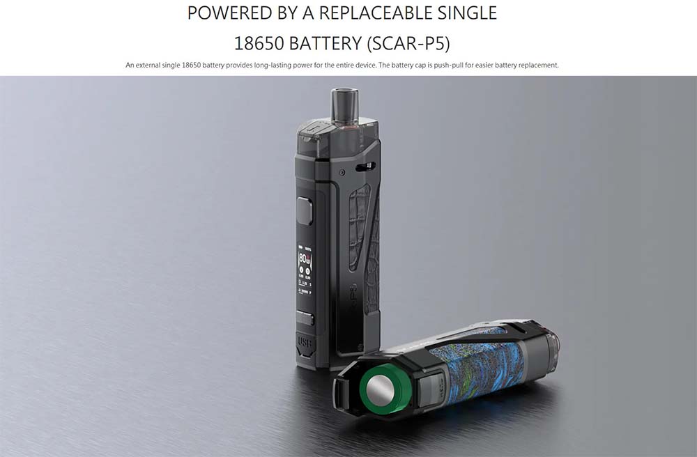 Smok Scar P5 Kit Powered By Single 18650 Battery