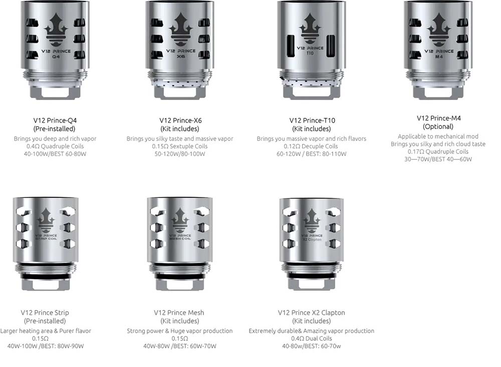 Coils Available For TFV12 Prince Cobra