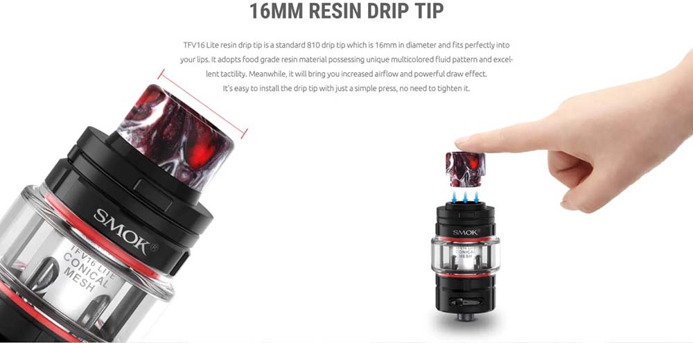 TFV16 Lite Atomizer Comes With 16mm Resin Drip Tip