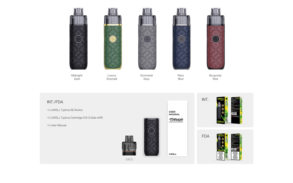 Uwell Typhos Cartridge Uwell Typhos Pod System Kit | 2000mAh 45W 6mL | TBV  Australia Enjoy Worry-free Vaping