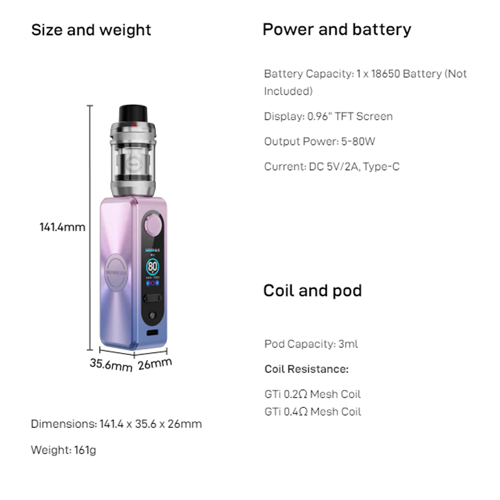 Vaporesso GEN SE Box Mod Vape Kit 80W With iTank T Atomizer