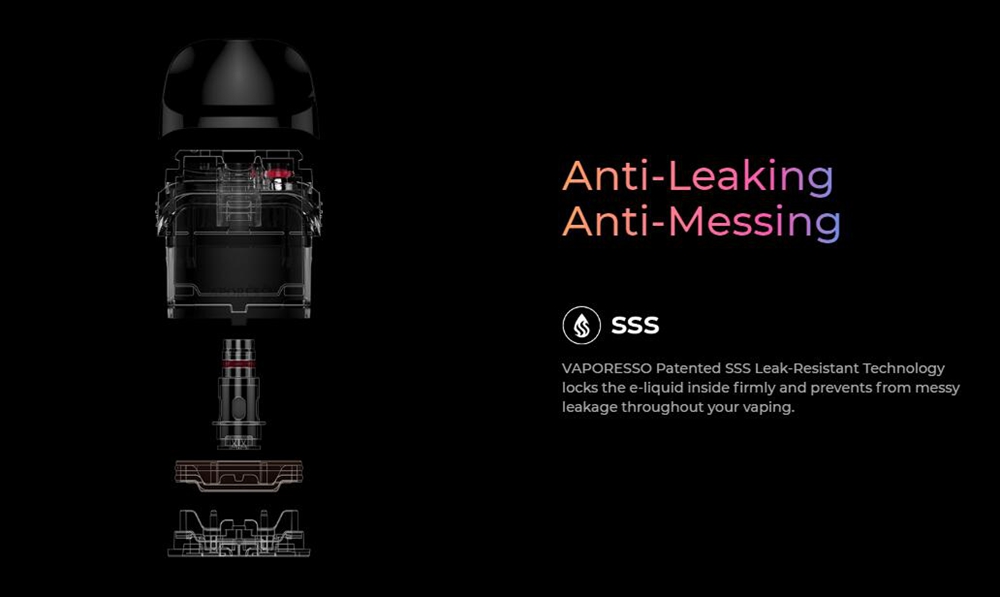 Vaporesso LUXE QS pod kit SSS Leak-Resistant Tech
