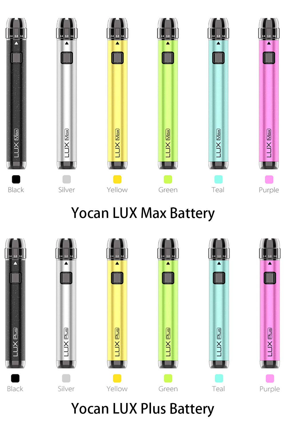 Yocan Lux 510 Threaded Vape Pen Battery (400mAh) - Black Note